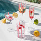 Stripe Pink 4pk Champagne Glasses