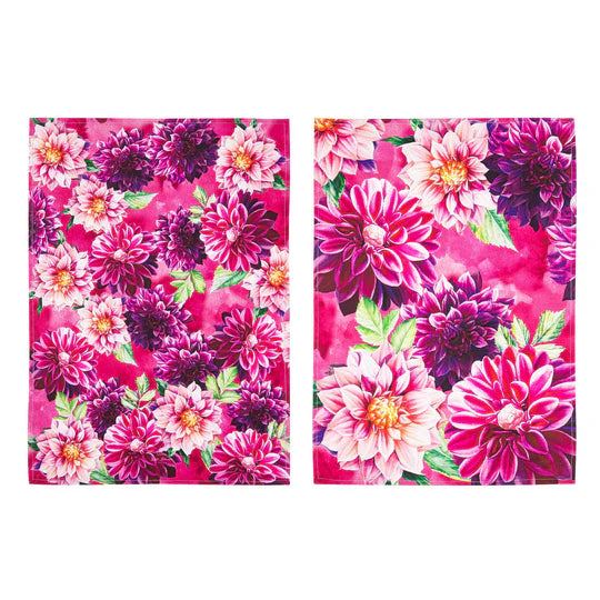 Bold Blooms Pink Dahlia 2pk Kitchen Towel