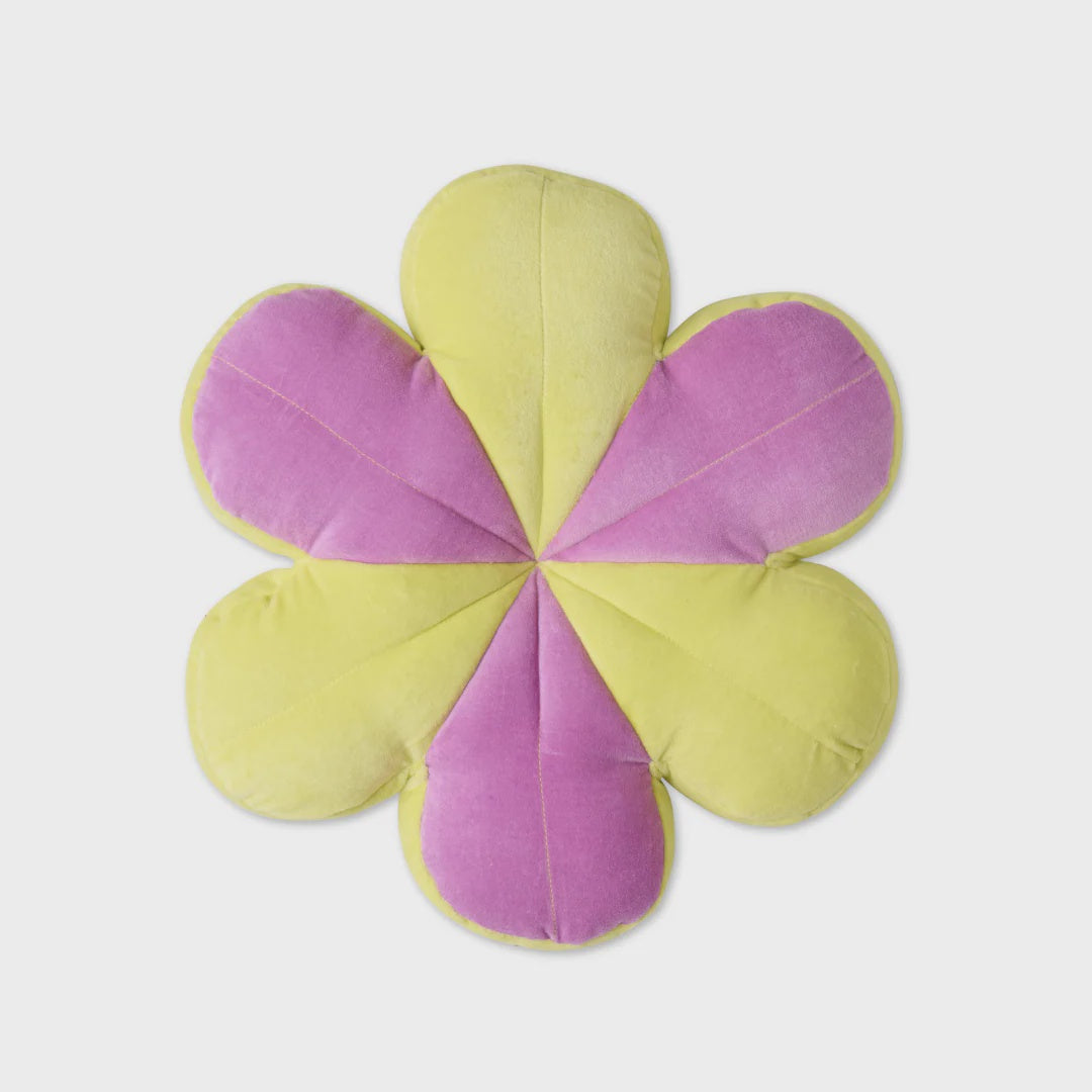 Pink Yellow Velvet Flower Cushion