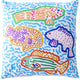 Rainbow Fish Embroidered Cushion