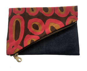 Rockholes Tjilkamala Cotton Fold Over Clutch - Red and Orange