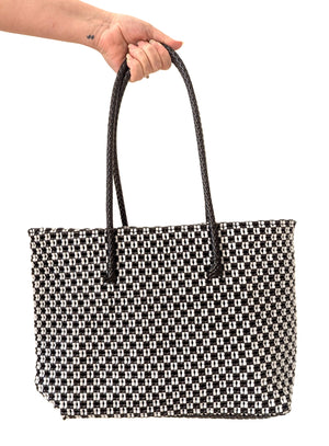 Sivankan Black & White Lined Tote Recycled Plastic