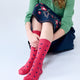 Spotty Cotton Socks Raspberry