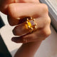 Square Claw Ring Citrine