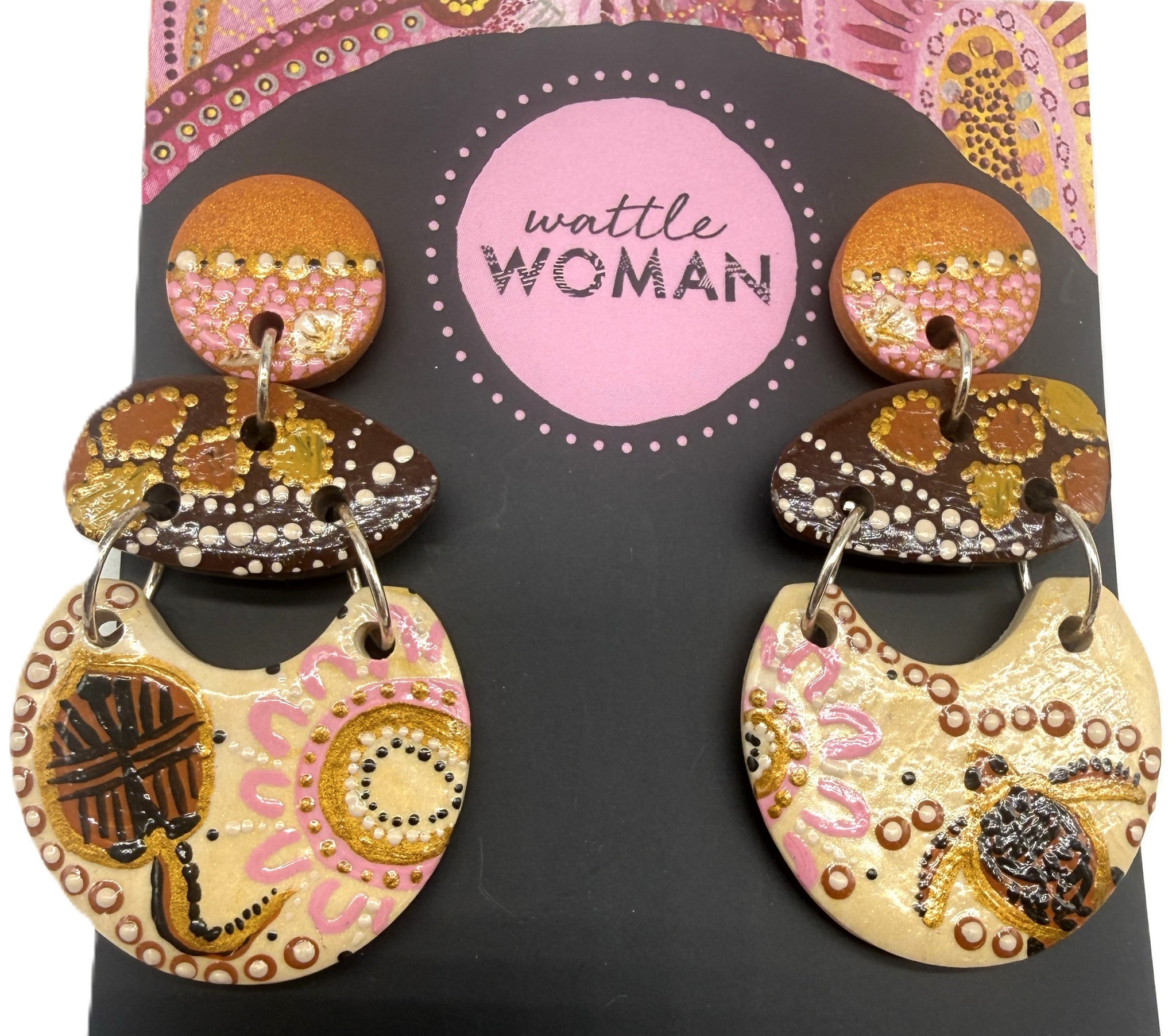 Stingray and Turtle Double Drop Earrings