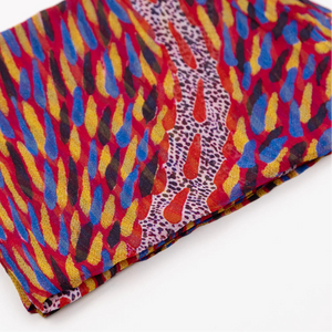Storms In The Pilbara Silk Chiffon Scarf - Kaye White