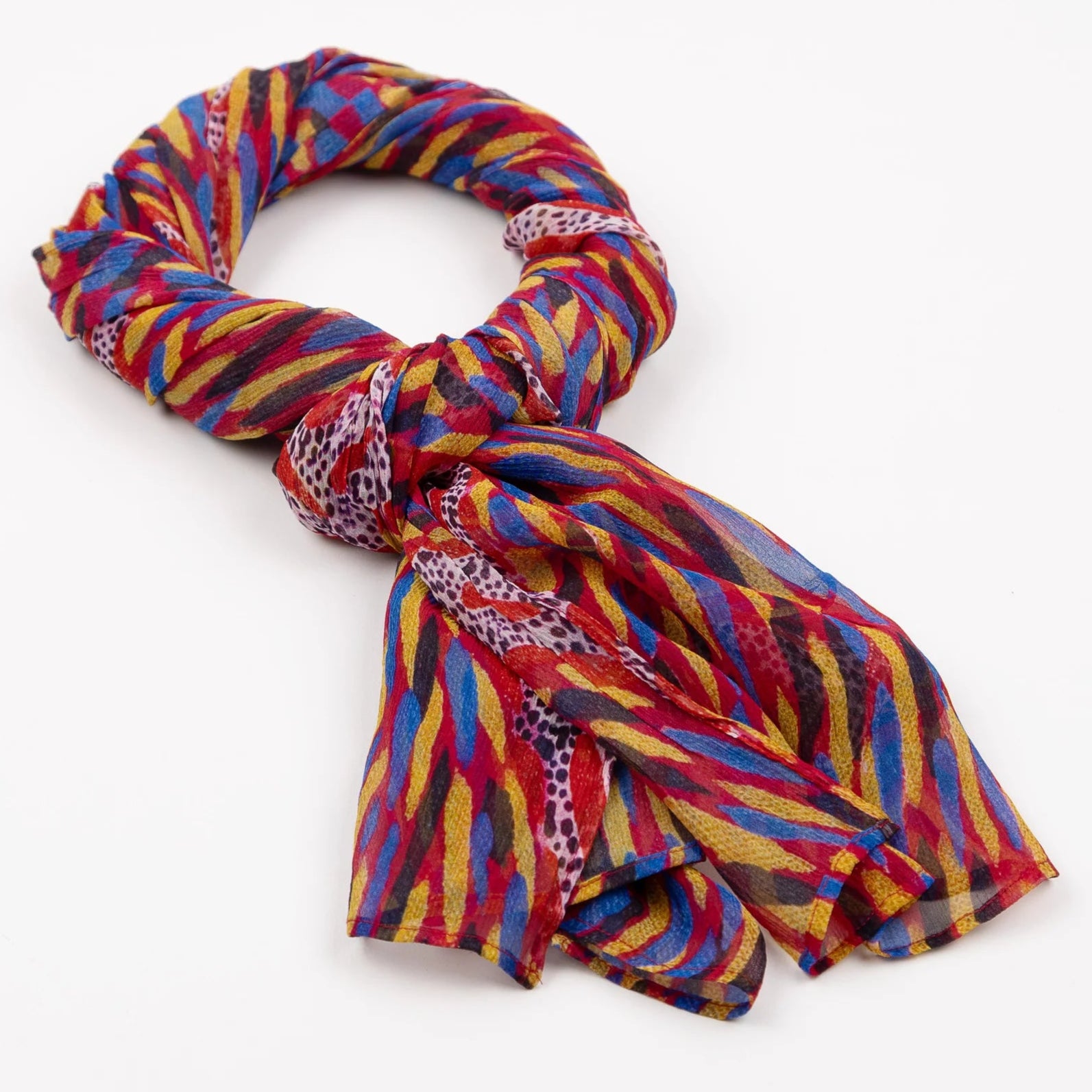Storms In The Pilbara Silk Chiffon Scarf - Kaye White