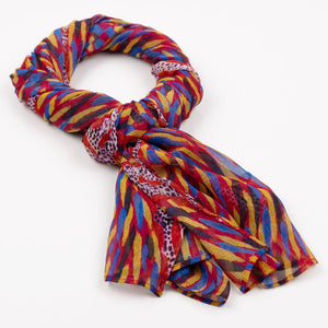 Storms In The Pilbara Silk Chiffon Scarf - Kaye White