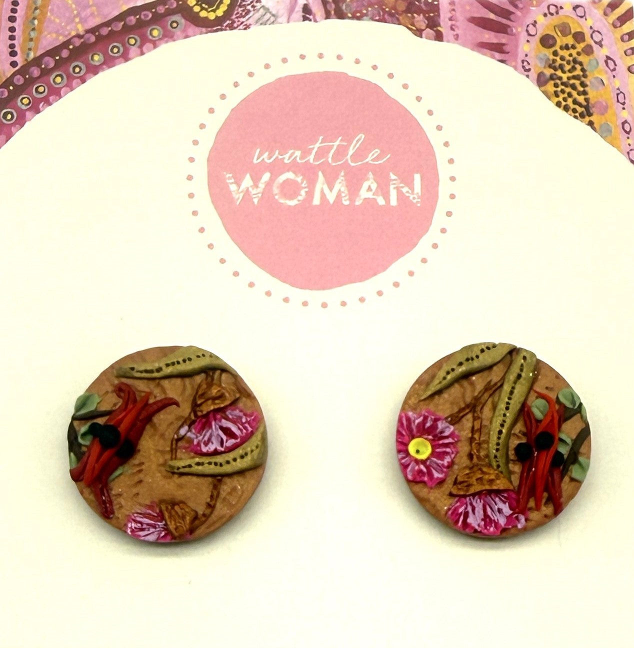 Flowering Gum and Sturt's Desert Pea Stud Earrings
