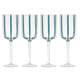 Stripe Teal 4pk Wine Glasses