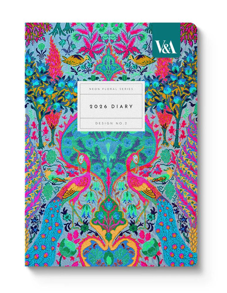 V&A A5 2026 Diary - Neon Floral Peacock