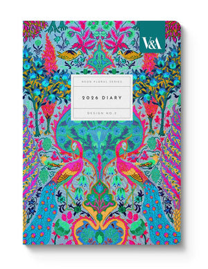 V&A A5 2026 Diary - Neon Floral Peacock