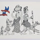 Village Family Ink on Paper - Gond Art