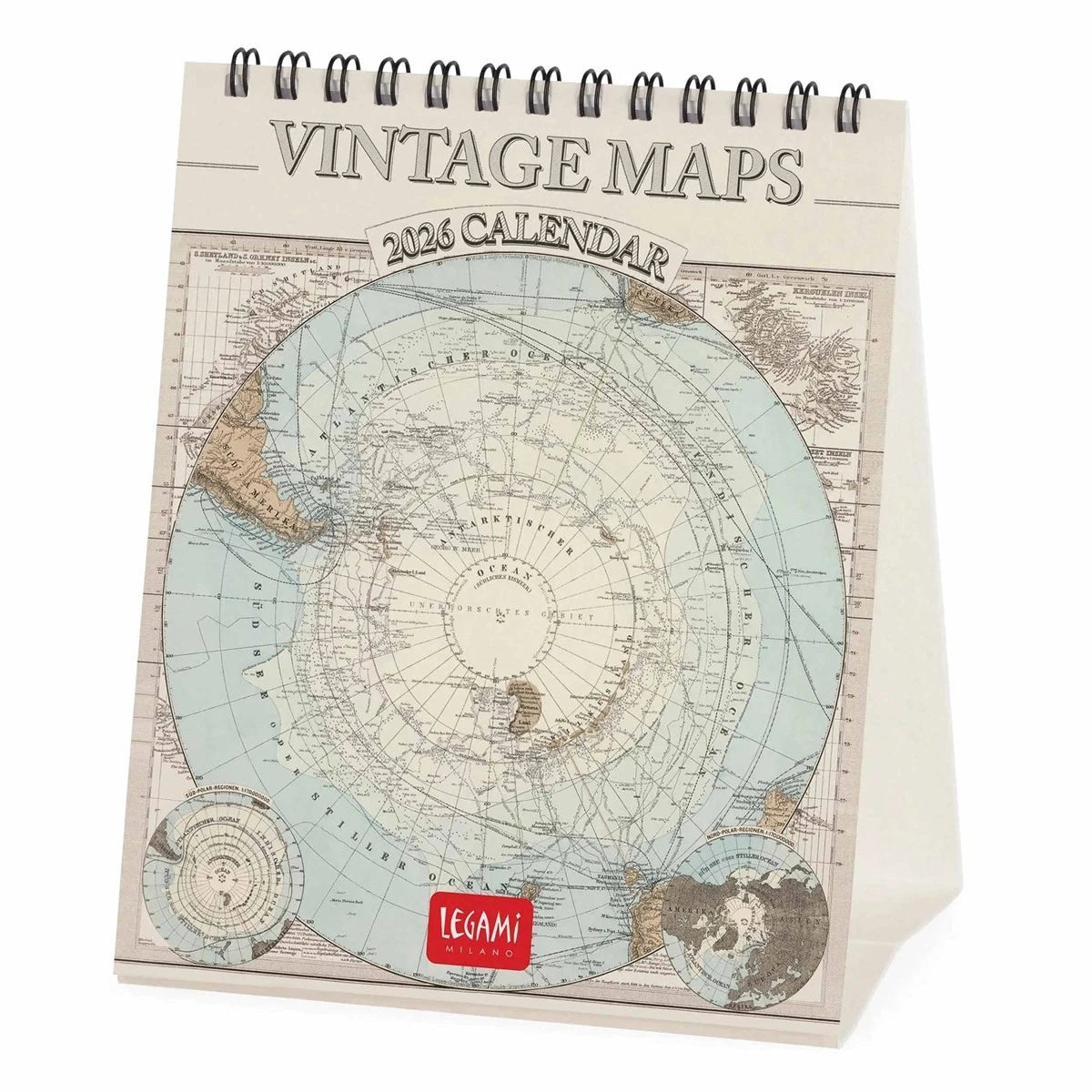 Vintage Maps Desk Calendar 2026