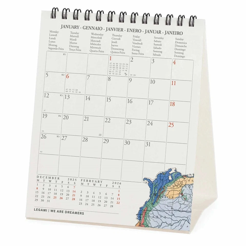 Vintage Maps Desk Calendar 2026