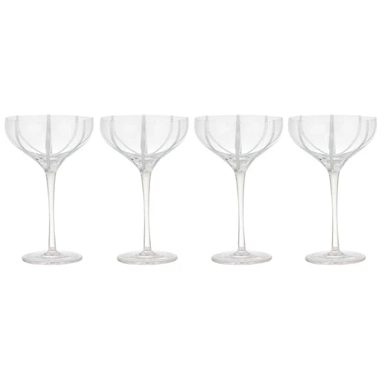 Stripe White 4pk Coupe Glasses