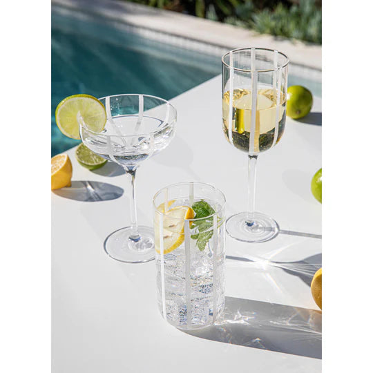 Stripe White 4pk Wine Glass