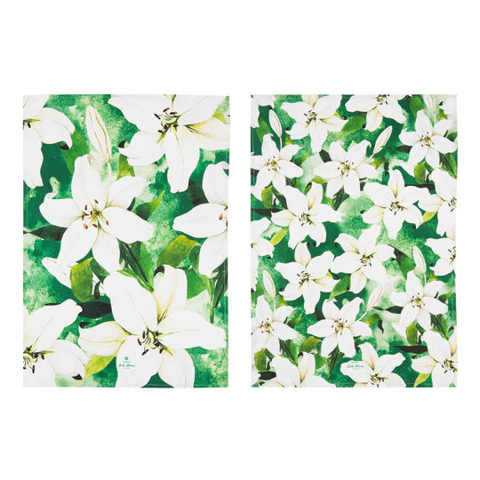 Bold Blooms White Lily 2pk Kitchen Towel