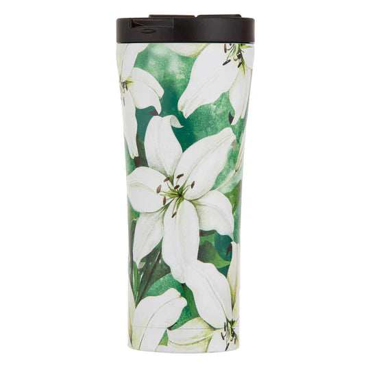 Bold Blooms White Lily Travel Mug