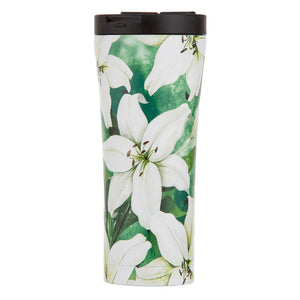 Bold Blooms White Lily Travel Mug