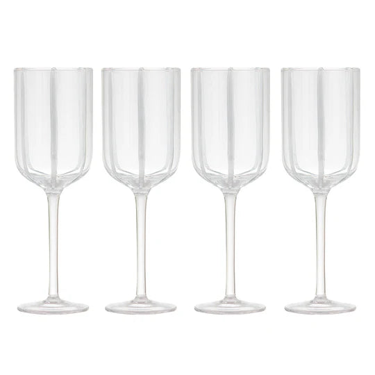 Stripe White 4pk Wine Glass