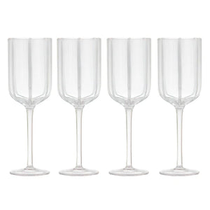 Stripe White 4pk Wine Glass