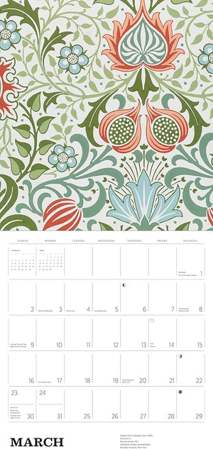 William Morris Arts & Crafts Designs 2025 Wall Calendar