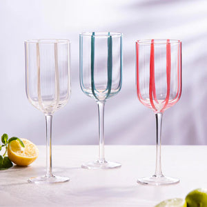 Stripe White 4pk Wine Glass