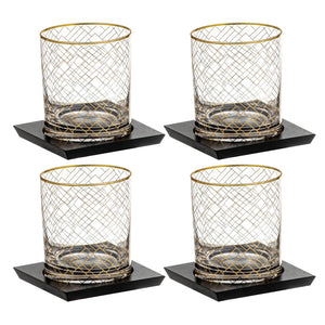 Winston 4pk Whisky Glass & Coaster Set