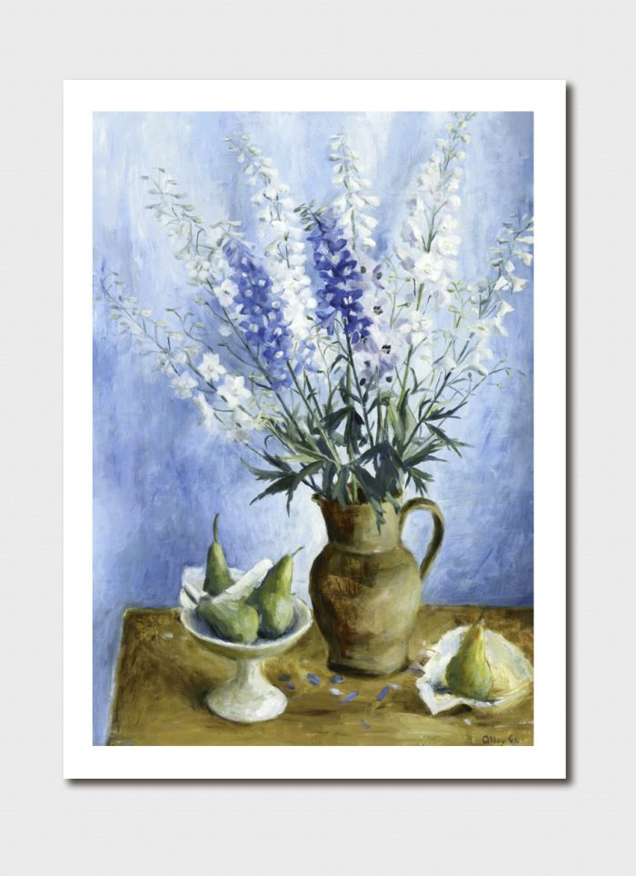 Delphiniums and Pears Medium Print - Margaret Olley