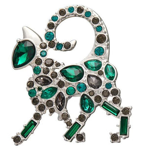 On the Prowl Cat Stone Set Crystal Brooch