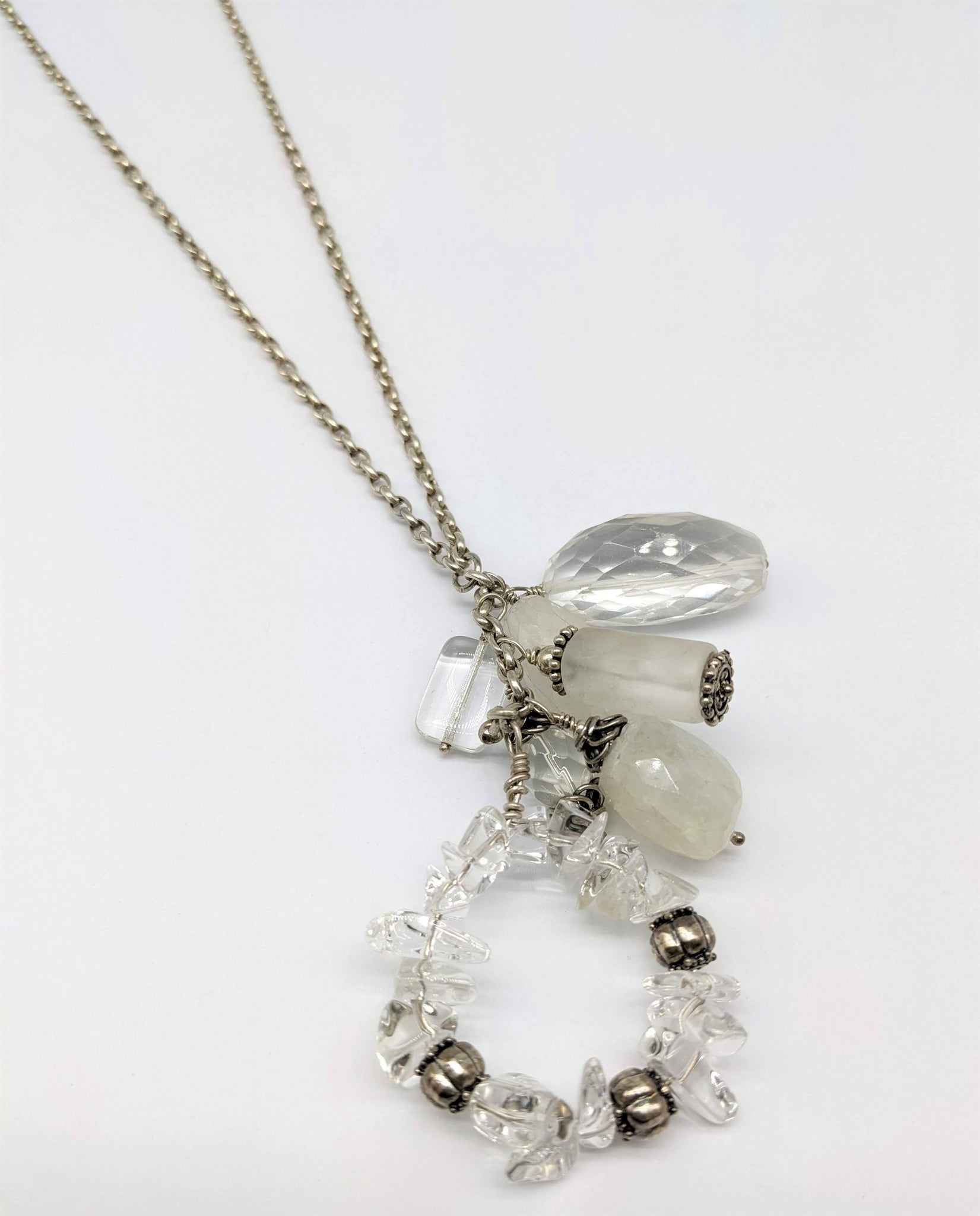 Quartz Moonstone & Crystal Charm Neckpiece