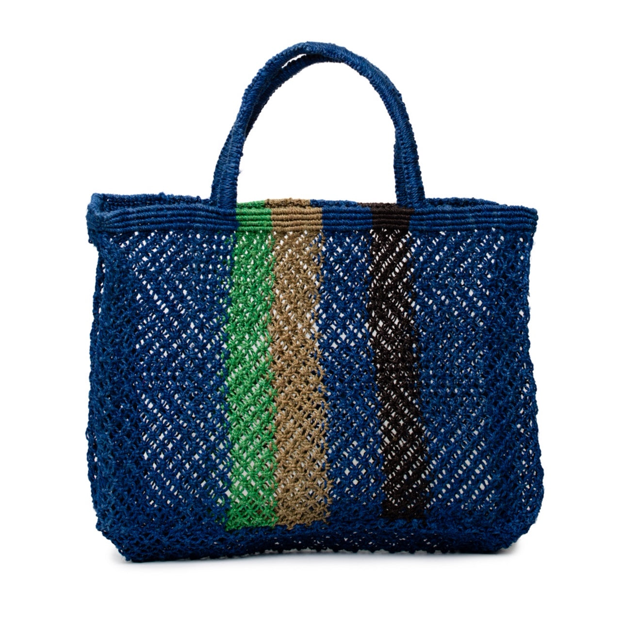 Jute Macramé Shopper Blue and Green Stripes