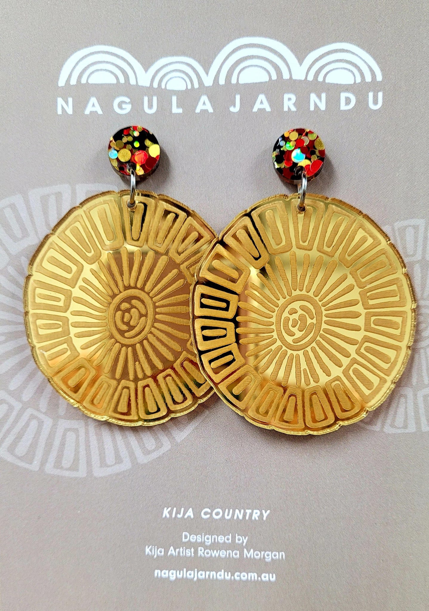 Kija Country Earrings Gold Mirror