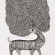 Deer Tree of Life Ink on Paper - Gond Art