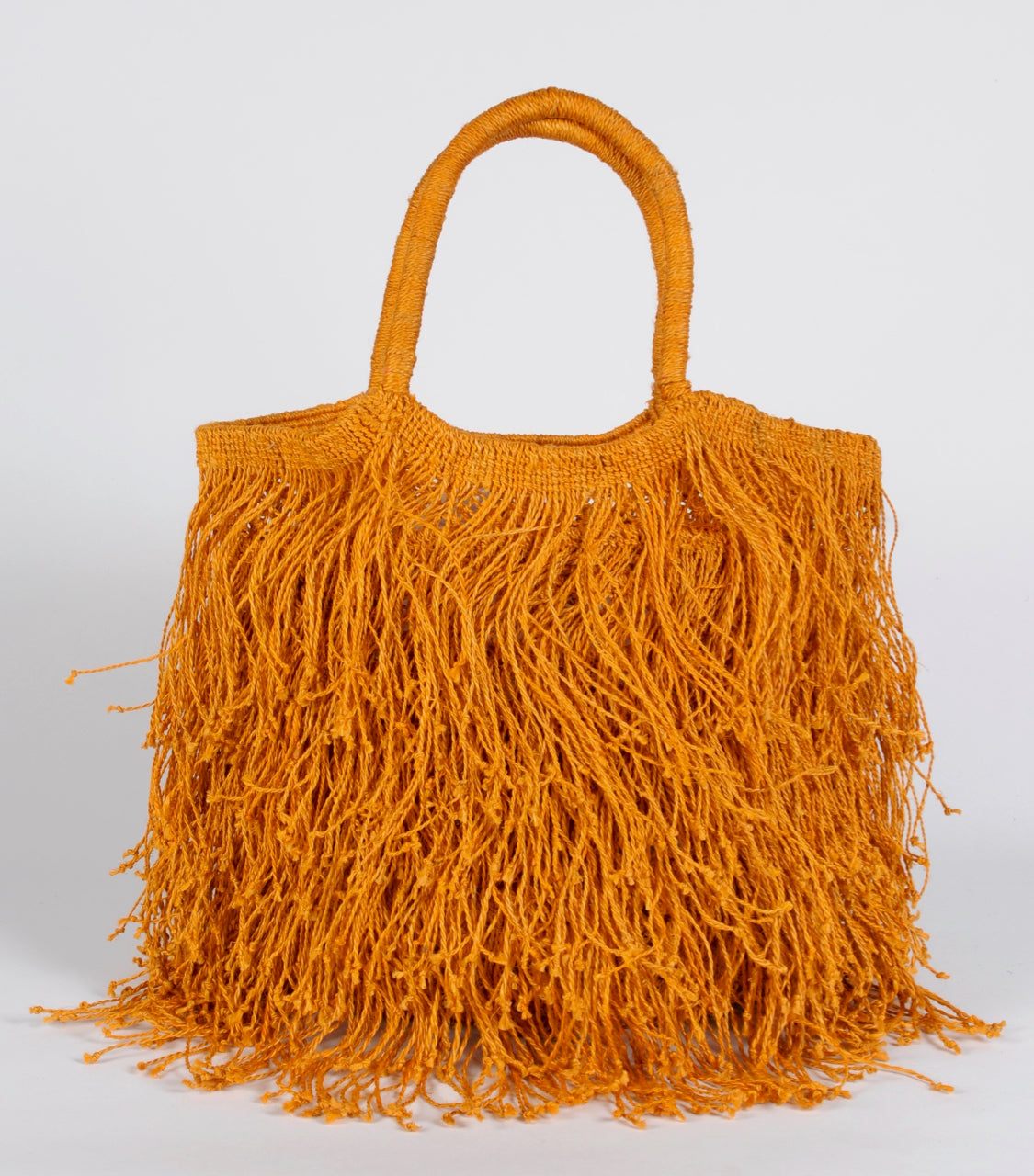 Jute Macramé Long Fringe Bag Orange