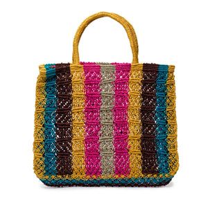 Jute Macrame Chelsea Yellow Vertical Stripe Bag