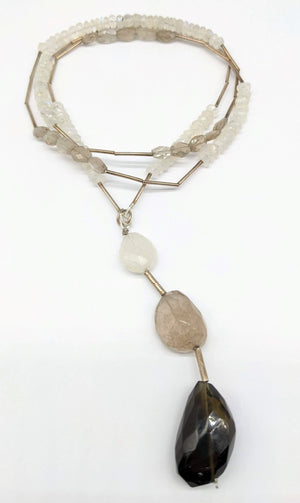 Smoky Quartz Moonstone Opera Neckpiece
