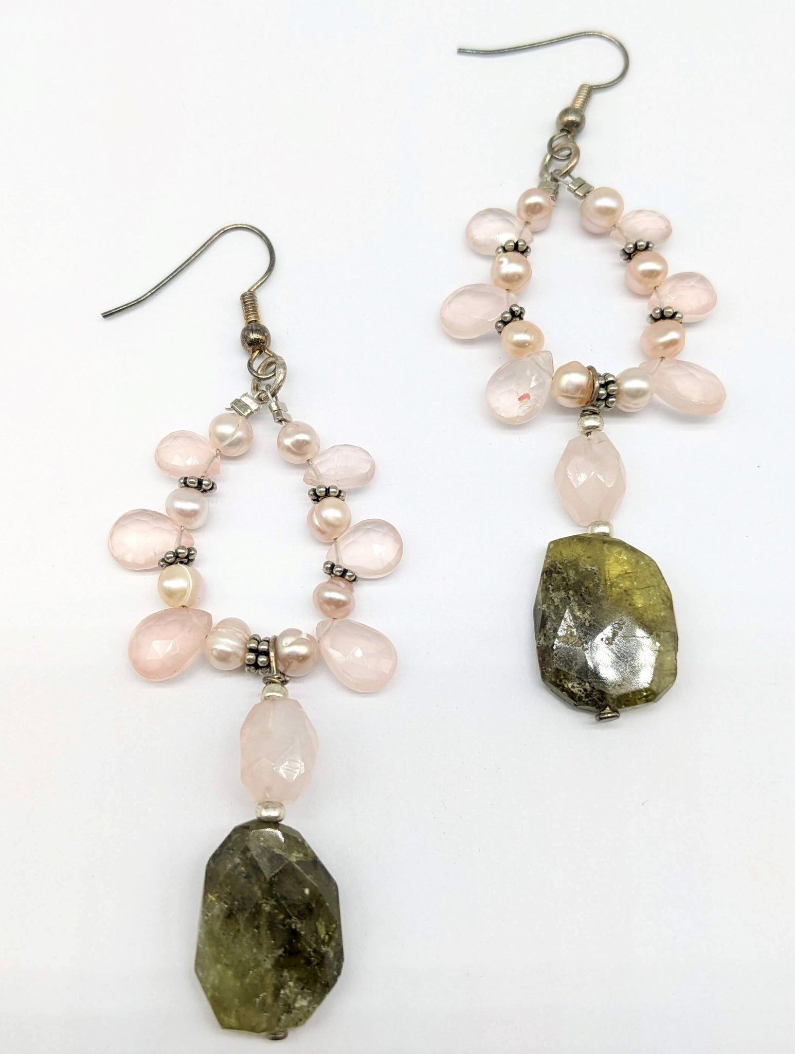 Rose Quartz Briolette Pearl and Vasonite Earrings