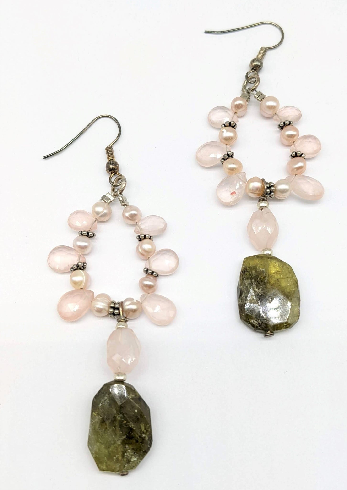 Rose Quartz Briolette Pearl and Vasonite Earrings