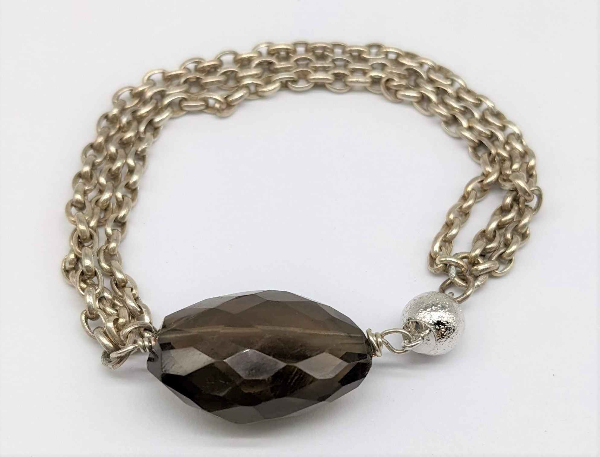 Smoky Quartz Three Strand Bracelet